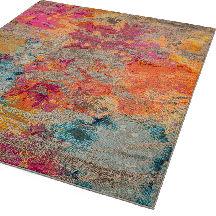 Langley Street Aalin Galactic Flatweave Pink/Blue/Yellow Rug & Reviews